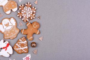 Christmas festive gingerbread made at home on a color background photo