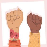 interracial activists hands vector