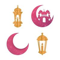 four eid mubarak icons vector