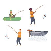 group fishers characters vector