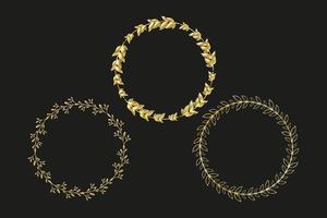 three golden laurel wreaths vector