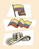 three colombia icons vector