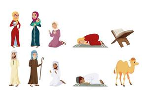 diez iconos de la cultura musulmana vector