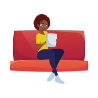 woman reading newspaper vector