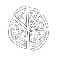 pizza de una línea de comida vector