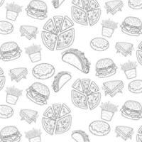 one line foods pattern vector