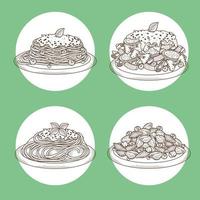 four italian pastas dishes vector