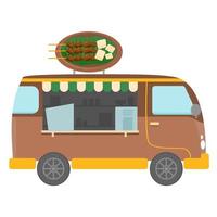 diseño de vector de camión de comida satay