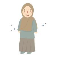 Ilustración de niña hijab sonriendo bellamente vector