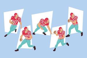 five american football players vector