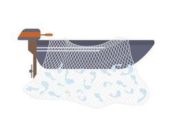 outboard fishing boat vector