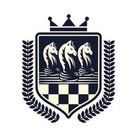 chess shield emblem vector