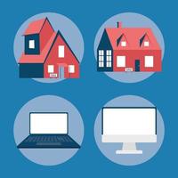 real estate four icons vector