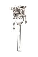 fork with italian spaghettis vector
