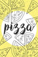 one line pizza pattern vector