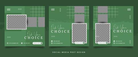 Folleto de moda verde abstracto o banner de redes sociales vector