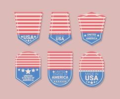 six usa badges vector