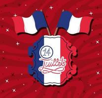 14 juillet phrase emblem vector