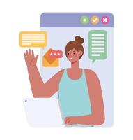 woman and laptop vector