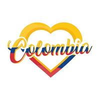 colombia lettering flag color vector