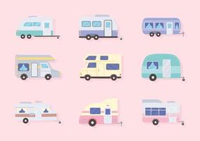 campers cars and trailer vector