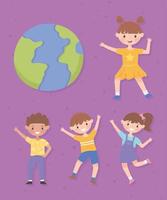 conjunto de mundo y niños. vector