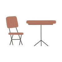 mesa y silla de madera vector