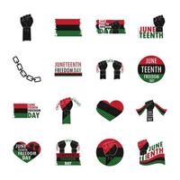 juneteenth freedom icon set vector