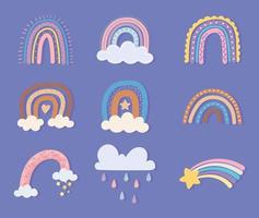 rainbow star clouds vector