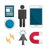 inbound marketing collection icons vector