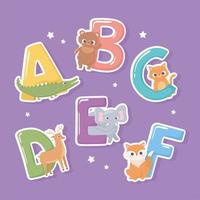 letras de varios animales vector