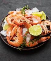 Shrimps served on a plate photo