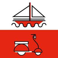 sailboat motorcycle transport vector