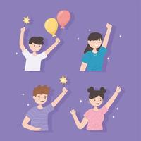 set people celebration vector