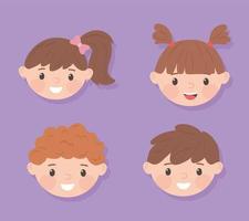 caras de niñas y niños vector