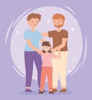 gay male couple with daughter vector