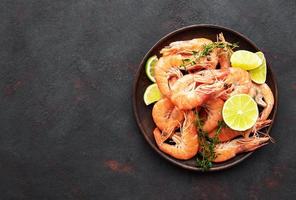 Shrimps served on a plate photo