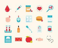 diabetes medical icons vector