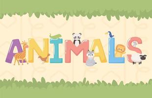 animals font word vector