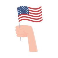 mano con la bandera de estados unidos vector