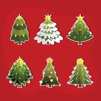 Christmas Tree Sticker Set vector