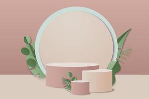 3d podium minimal scene with geometrical product. vector