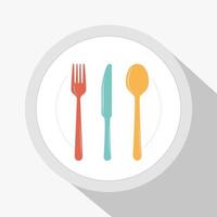 Fork Knife and Spoon - symbols of cutlery on white background vector