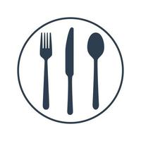 Fork Knife and Spoon - symbols of cutlery on white background vector
