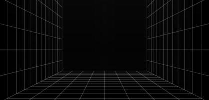 Futuristic digital square space blank gray-black color background with white grid space line color surfaces vector