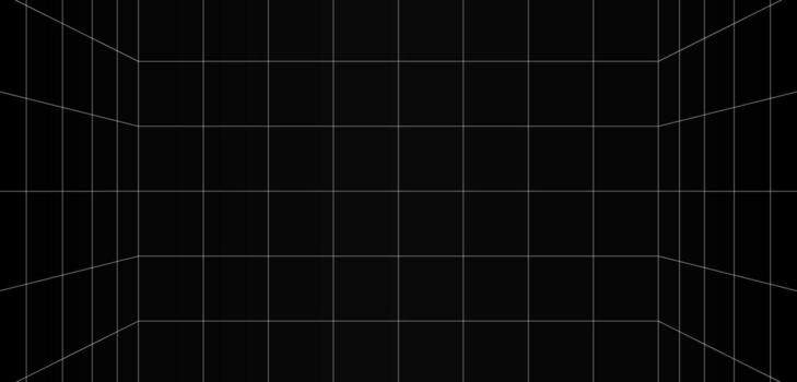 The gray grid line wireframe background above slits with the white square color surface vector