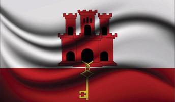 Gibraltar Realistic waving Flag Design vector