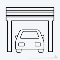 Vector Graphic of Car in Garage - Line Style