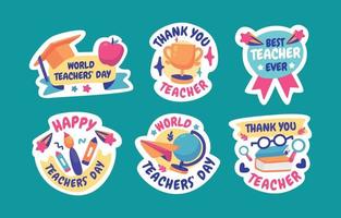 Teacher's Day Sticker Set vector