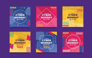 publicación de cyber monday en las redes sociales vector